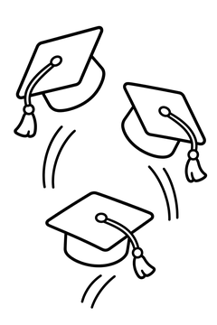 Three Tossed Caps line art