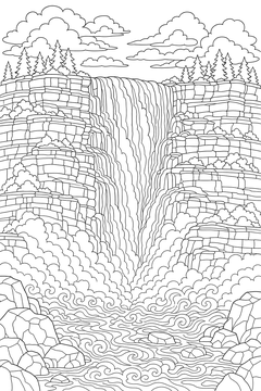 Grand Cliff Cataract line art