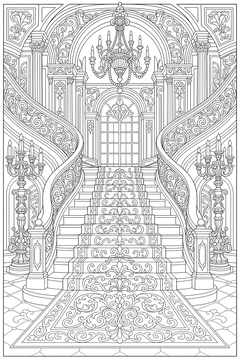 Palace Grand Staircase line art