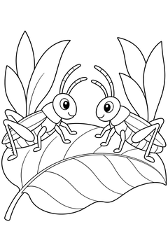 Grasshopper Pair Facing Each Other line art