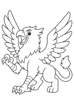 Griffin Roaring Playfully line art