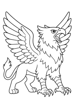 Griffin With Its Eagle Beak Open line art