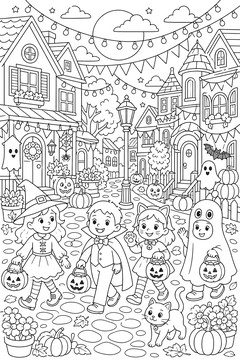Trick-or-Treat Street line art