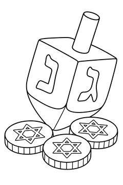 Dreidel And Gelt line art