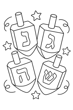 Four Dreidels line art