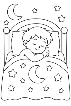 Child Sleeping Peacefully line art