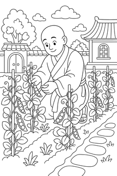 Gregor Mendel line art