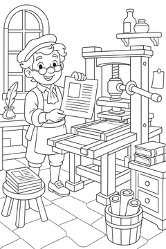 Johannes Gutenberg line art