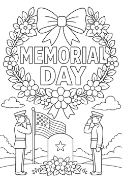 Memorial Day Wreath line art