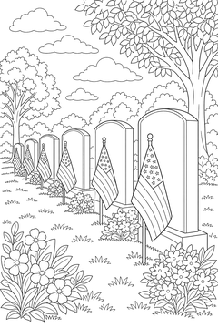 Rows of Remembrance line art