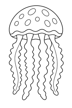 Jellyfish With Four Oral Arms line art