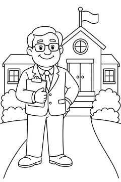 School Principal line art