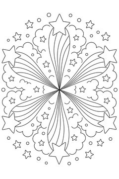 Shooting Star Kaleidoscope line art