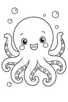 Waving Octopus line art