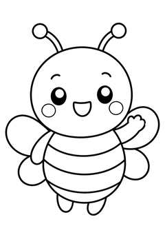 Friendly Waving Bee line art