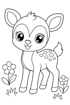 Kawaii Fawn line art