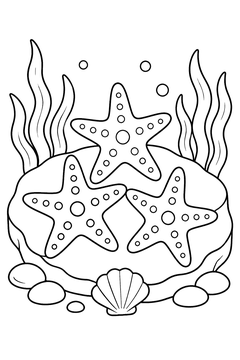 Cluster of Starfish line art
