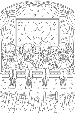 Group Ending Bow line art