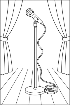 Microphone On A Stand line art