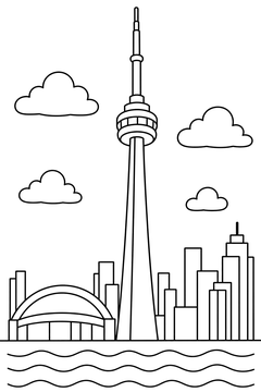 CN Tower - line-art coloring page