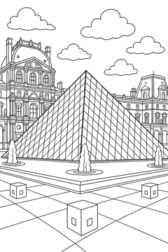 Louvre Pyramid (Detailed) line art