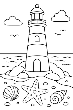 Lighthouse With A Starfish line art
