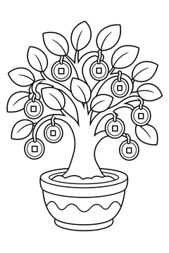 Money Tree line art
