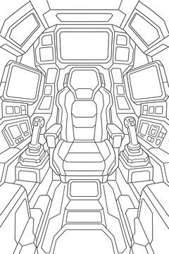 Mecha Cockpit Interior line art