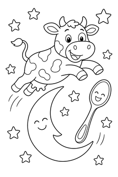 Cow Over the Moon With a Spoon line art