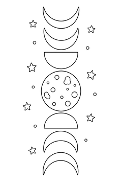 Stacked Moon Phases line art