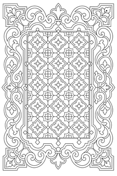 Portuguese Scroll Border Tiles line art
