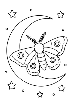 Moth Flying at Night line art