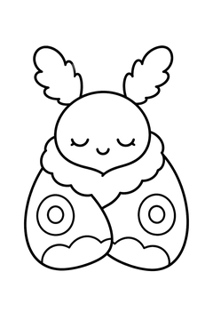 Kawaii Sleeping Moth line art