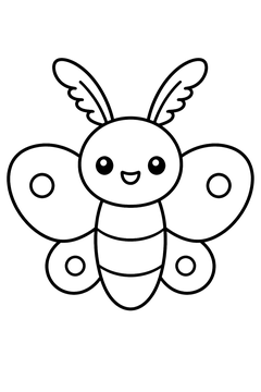 Smiling Cute Moth line art