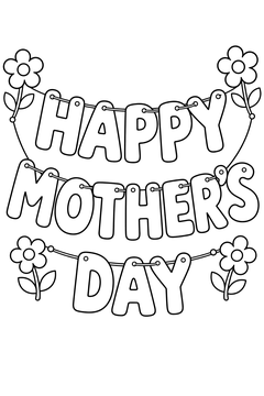 Happy Mother's Day Banner line art