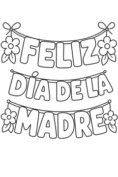 Feliz Dia de la Madre Banner line art