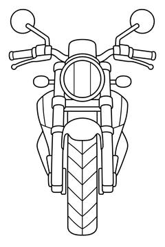 Motorcycle Front View line art