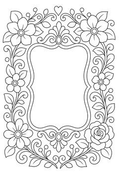 Decorated Picture Frame line art