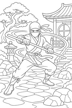 Bo Staff Spin line art