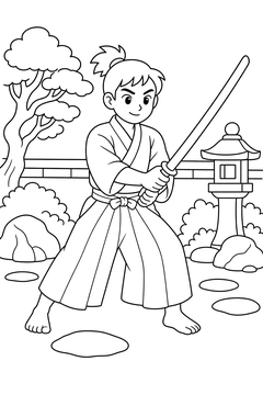 Bokken Training line art