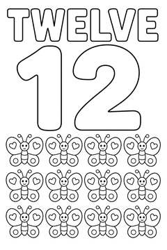 Number 12 - line-art coloring page