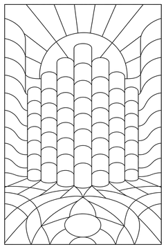 Rounded Pillar Row line art