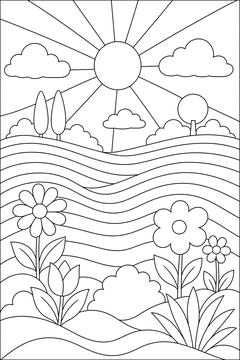 Undulating Line Field line art