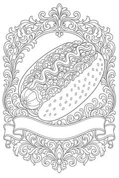 Ornamental Hot Dog Banner line art