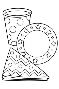 Cup And Plate Set line art