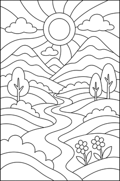 Wavy Contours line art