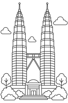 Simple Twin Towers line art