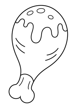 Barbecue Chicken Drumstick line art