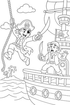 Rope-Swing Boarding line art