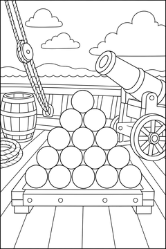 Pyramid Of Cannonballs line art